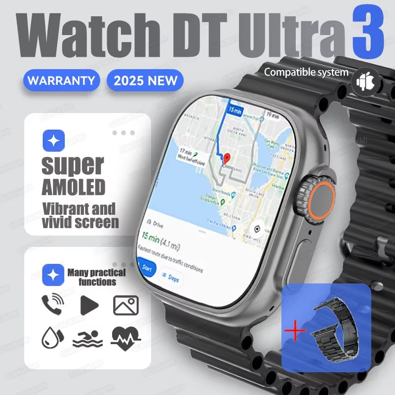 2025 For Samsung New Watch Ultra Smartwatch 32G Memory Video GPS NFC AMOLED Fitness Sport Health Watches TWS Earphone mode Clock