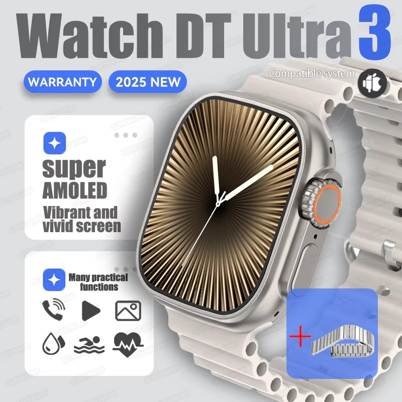 2025 For Samsung New Watch Ultra Smartwatch 32G Memory Video GPS NFC AMOLED Fitness Sport Health Watches TWS Earphone mode Clock