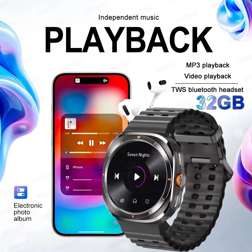 2025 For Samsung New Watch Ultra Smartwatch 32G Memory Video GPS NFC AMOLED Fitness Sport Health Watches TWS Earphone mode Clock