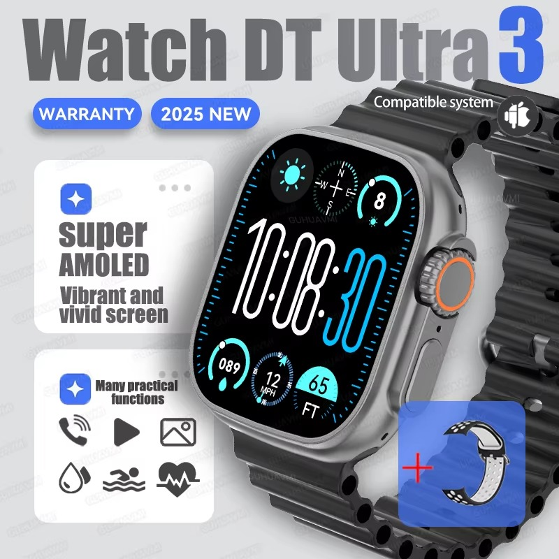 2025 For Samsung New Watch Ultra Smartwatch 32G Memory Video GPS NFC AMOLED Fitness Sport Health Watches TWS Earphone mode Clock