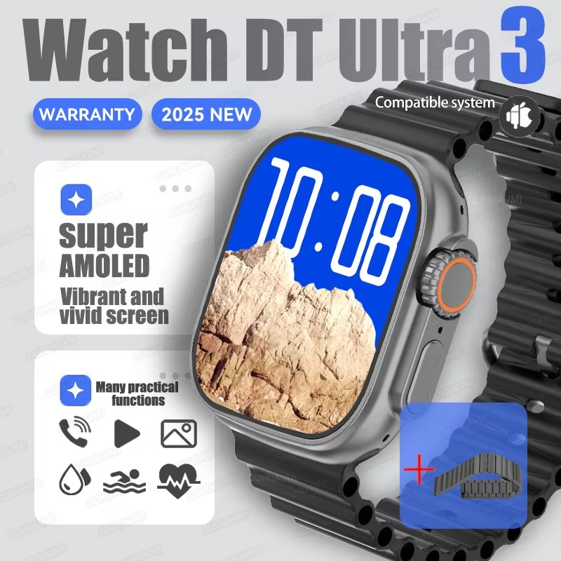 2025 For Samsung New Watch Ultra Smartwatch 32G Memory Video GPS NFC AMOLED Fitness Sport Health Watches TWS Earphone mode Clock