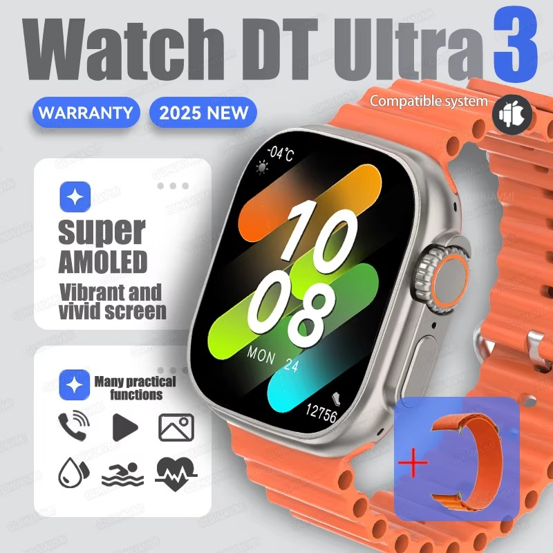 2025 For Samsung New Watch Ultra Smartwatch 32G Memory Video GPS NFC AMOLED Fitness Sport Health Watches TWS Earphone mode Clock