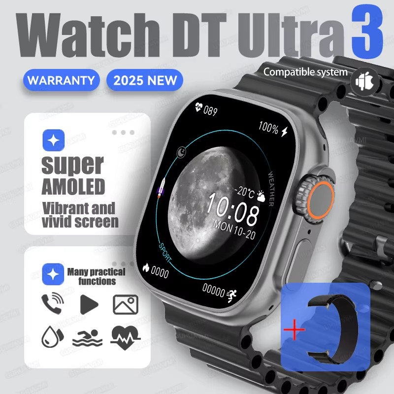2025 For Samsung New Watch Ultra Smartwatch 32G Memory Video GPS NFC AMOLED Fitness Sport Health Watches TWS Earphone mode Clock