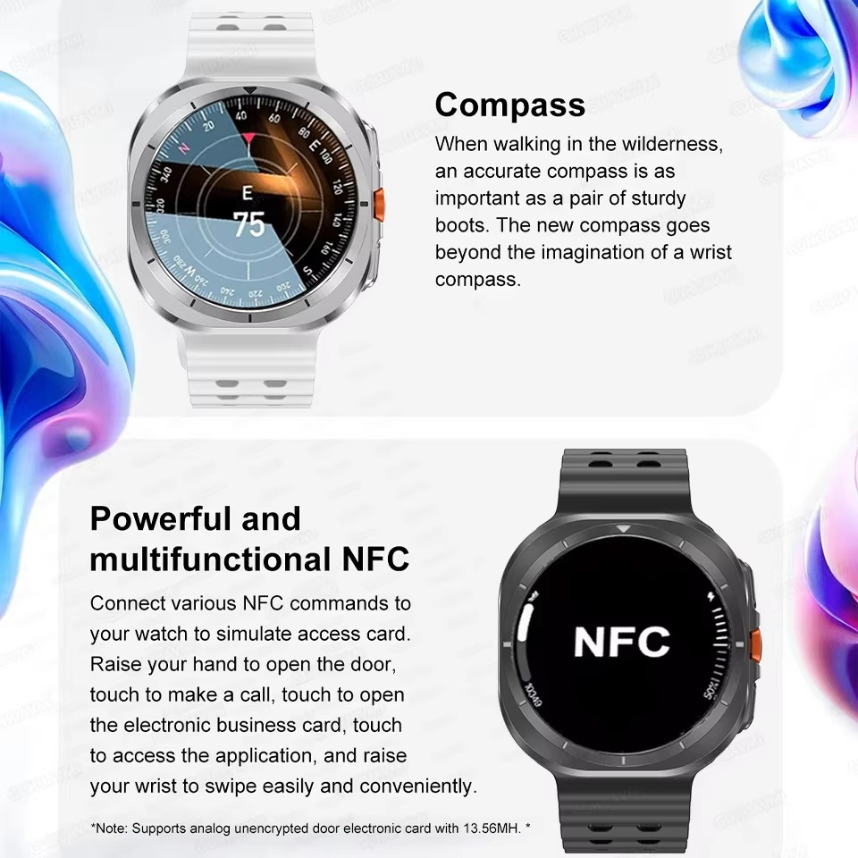 2025 For Samsung New Watch Ultra Smartwatch 32G Memory Video GPS NFC AMOLED Fitness Sport Health Watches TWS Earphone mode Clock