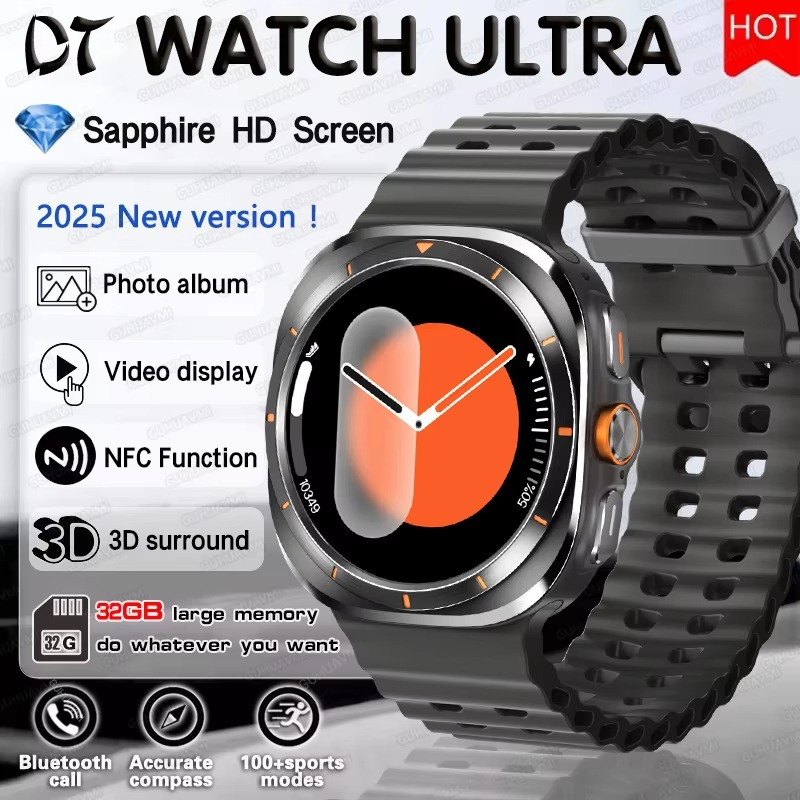 2025 For Samsung New Watch Ultra Smartwatch 32G Memory Video GPS NFC AMOLED Fitness Sport Health Watches TWS Earphone mode Clock