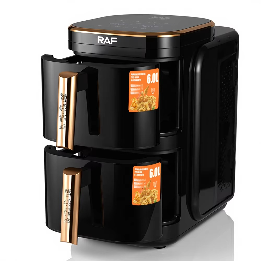 Double Layer Stack air Fryer 6+6L Electric Without Oil Smart Double air Fryer Digital With Dual Basket