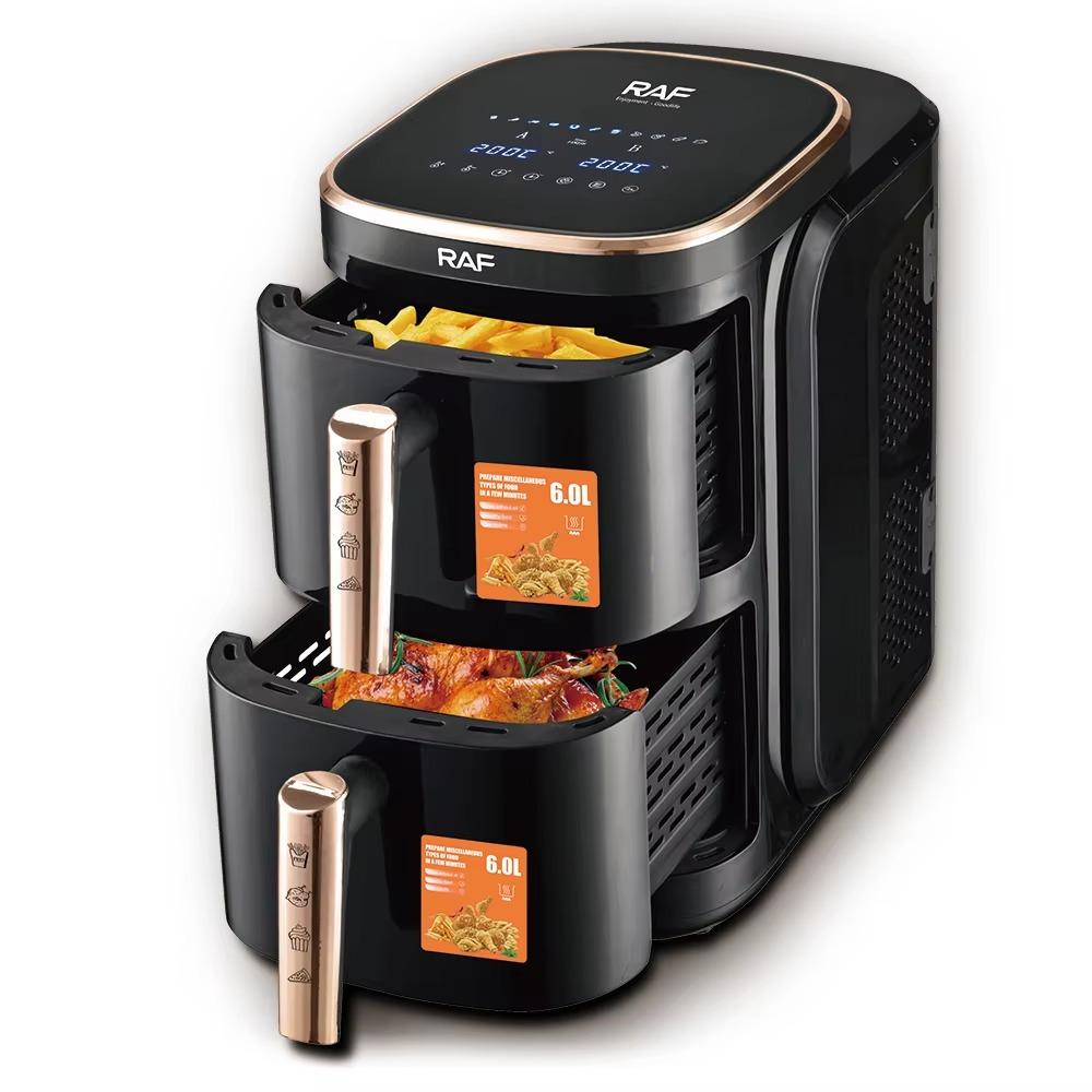 Double Layer Stack air Fryer 6+6L Electric Without Oil Smart Double air Fryer Digital With Dual Basket