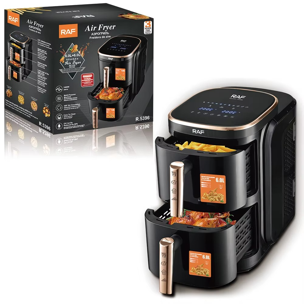 Double Layer Stack air Fryer 6+6L Electric Without Oil Smart Double air Fryer Digital With Dual Basket
