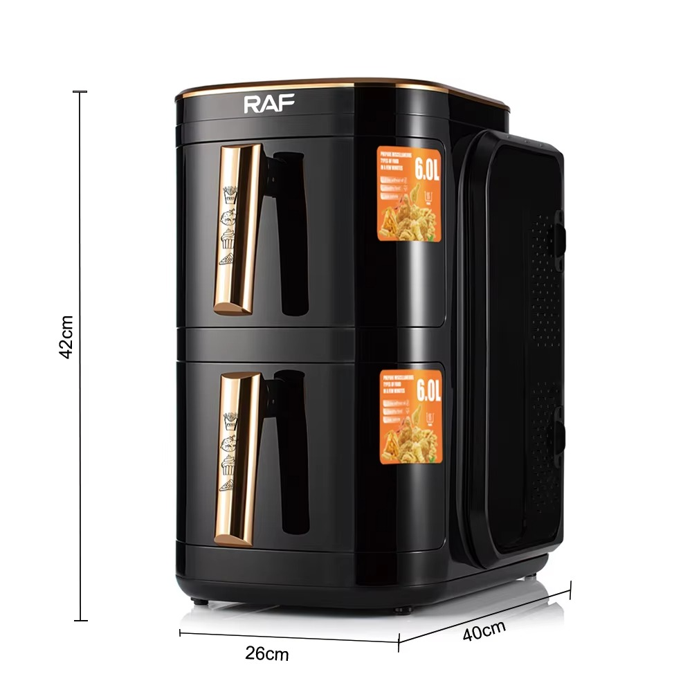 Double Layer Stack air Fryer 6+6L Electric Without Oil Smart Double air Fryer Digital With Dual Basket