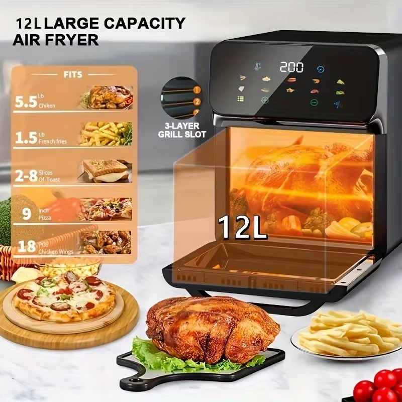 1350W 12L New Intelligent Visual Air Electric Explosion Cooker Intelligent Large Capacity Multifunctional Blast Oven,Two Colors