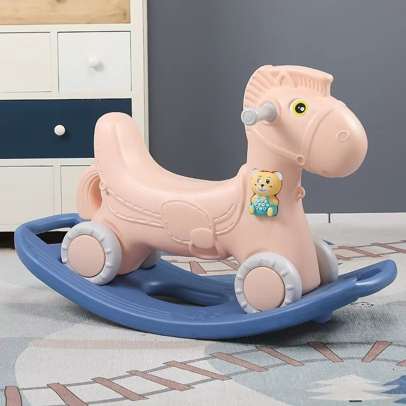 Children's Rocking Horses Stroller Baby Plastic Trojan Toys Children Rocking Chair Riding Horse Birthday Gifts Kid Ride On Toy