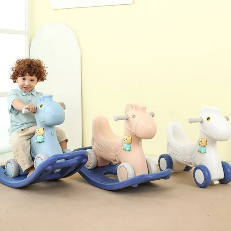 Children's Rocking Horses Stroller Baby Plastic Trojan Toys Children Rocking Chair Riding Horse Birthday Gifts Kid Ride On Toy