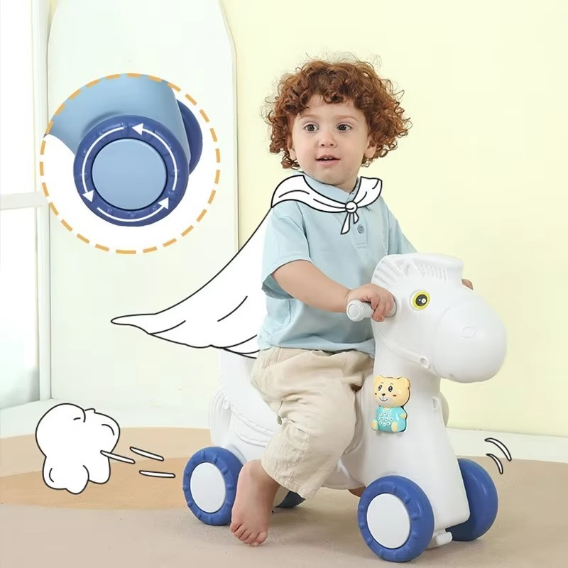Children's Rocking Horses Stroller Baby Plastic Trojan Toys Children Rocking Chair Riding Horse Birthday Gifts Kid Ride On Toy