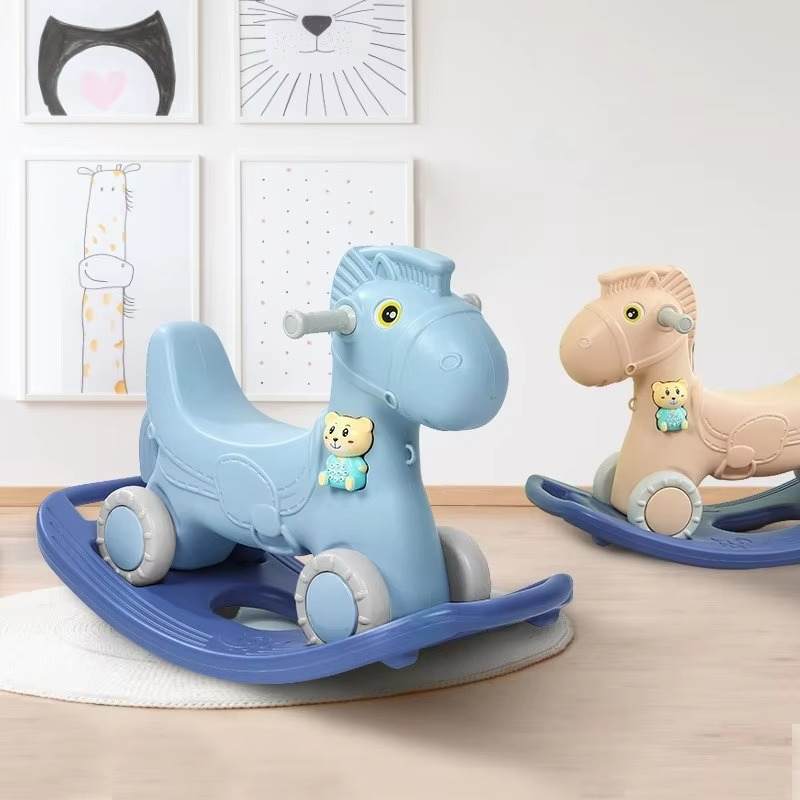 Children's Rocking Horses Stroller Baby Plastic Trojan Toys Children Rocking Chair Riding Horse Birthday Gifts Kid Ride On Toy