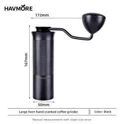 HAVMORE Stainless Seven-angle Steel Conical Burr Portable Manual Coffee Grinder Adjustable Aluminum Alloy Hand Coffee Grinder