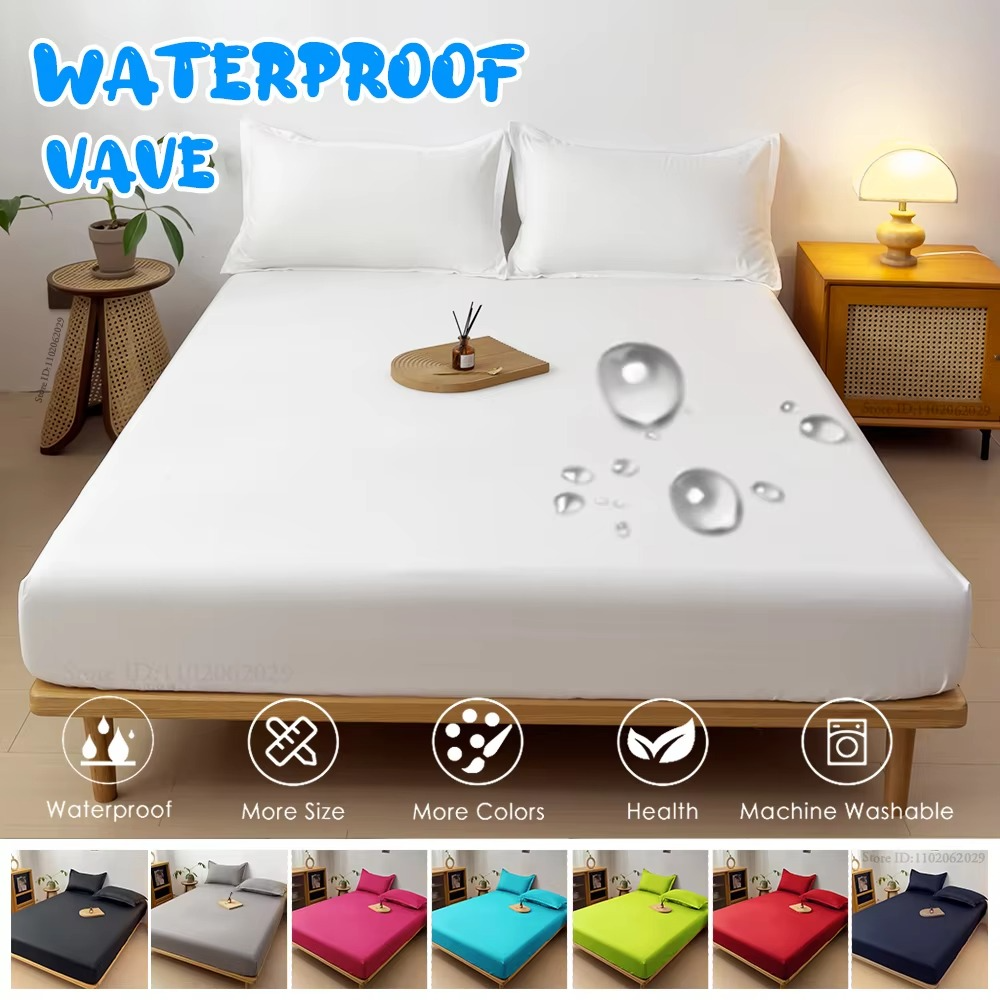 Bedspreads Cover Waterproof Fitted Bed Sheets Mattress Coverlets Elastic Band Protector Pads for Single/Double/King/Queen Bed