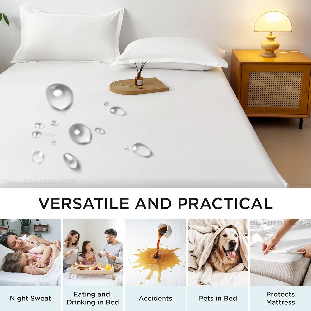 Bedspreads Cover Waterproof Fitted Bed Sheets Mattress Coverlets Elastic Band Protector Pads for Single/Double/King/Queen Bed
