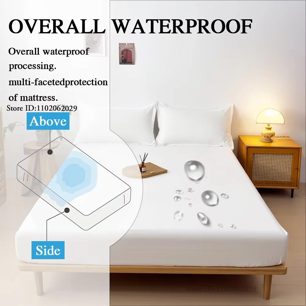 Bedspreads Cover Waterproof Fitted Bed Sheets Mattress Coverlets Elastic Band Protector Pads for Single/Double/King/Queen Bed