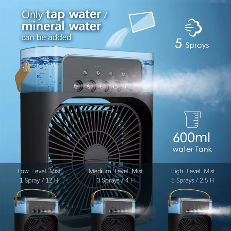 Modern portable fan air conditioner USB Electric fan LED water mist fun three-in-one air humidifier For Home room kitchen