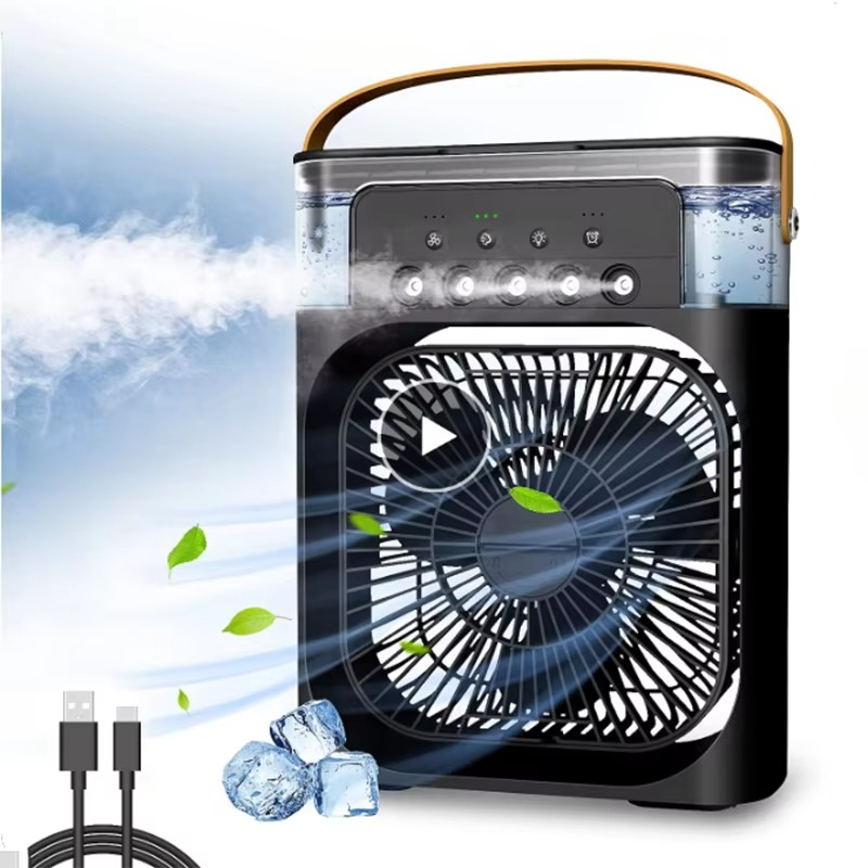 Modern portable fan air conditioner USB Electric fan LED water mist fun three-in-one air humidifier For Home room kitchen