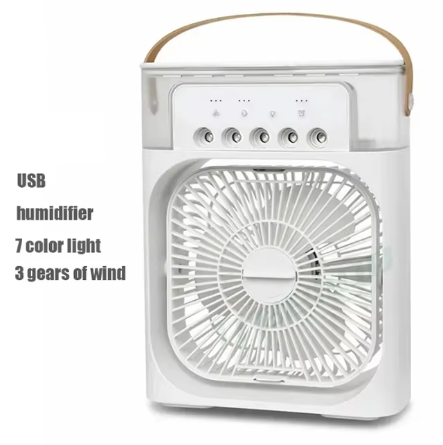 Modern portable fan air conditioner USB Electric fan LED water mist fun three-in-one air humidifier For Home room kitchen