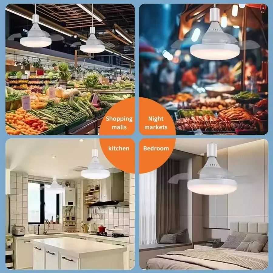 LED E27 Ceiling Fan Lights with Remote Control Silent Dimmable Timer Function Invisible Fan Light for Living Room Bedroom Office