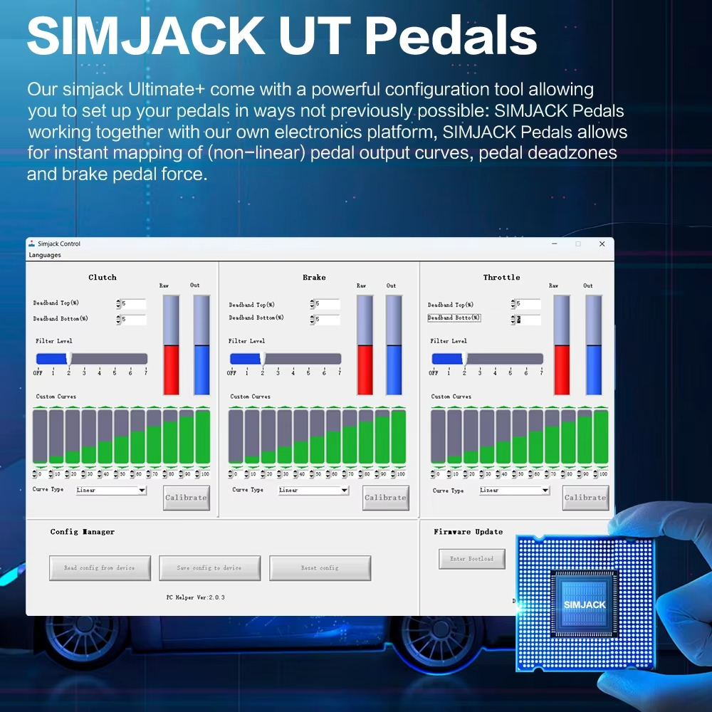 SIMJACK UT Pedals Sim Racing Pedals PC Racing Simulator Pressure Sensor Load Cell HE Hydraulic Pedal