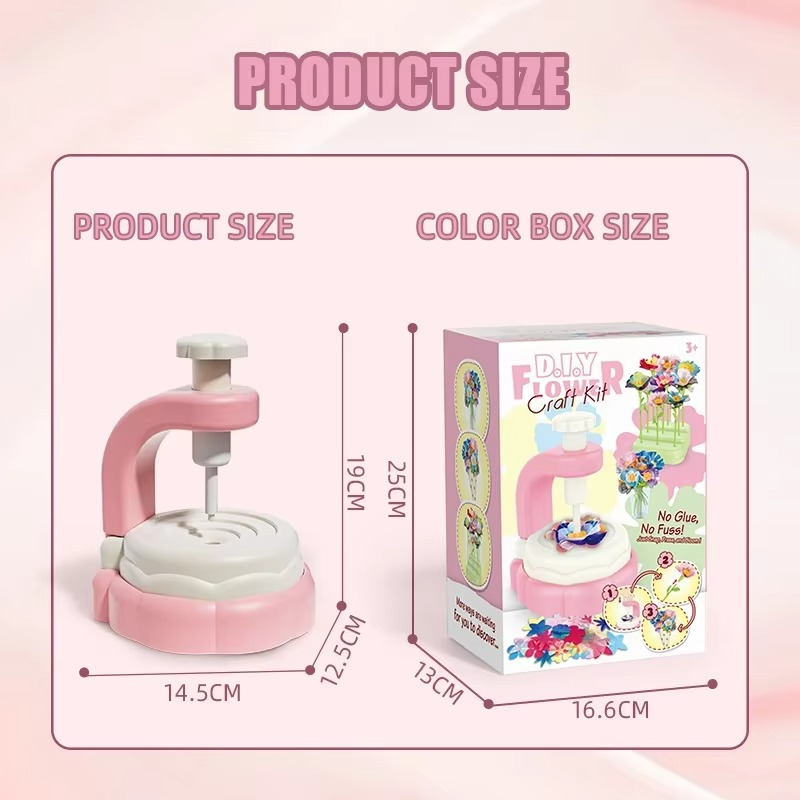 DIY Craft Kits Toys Kids Handmade Bouquet Making Machine Set Artificial Flower Toy Set Flower Arrangement Girls Educational Gift