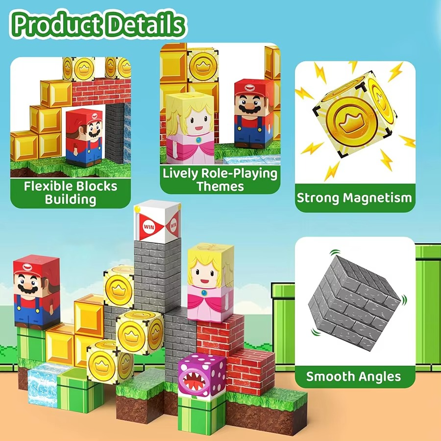 Mini Magnetic Blocks, Travel Magnet Building Blocks for Toddlers, 35 PCS Magnetic Building Toys with Portable Iron Box Magnetic