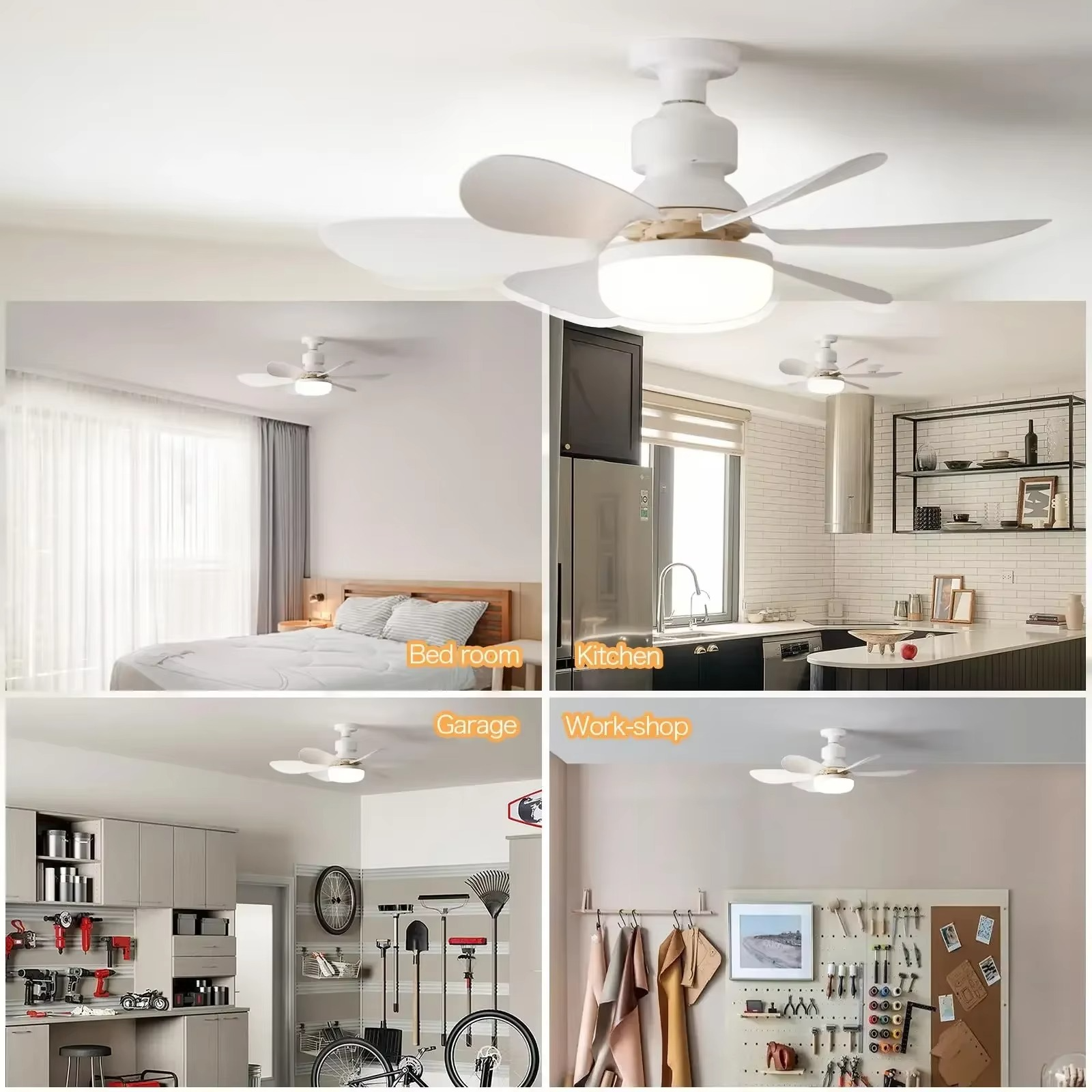 30W LED Light Fan Ceiling Fan with Remote Control E27 Base Intelligent Silent Ceiling Fan for Bedroom Living Room Smart Wireless