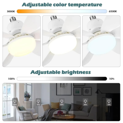 30W LED Light Fan Ceiling Fan with Remote Control E27 Base Intelligent Silent Ceiling Fan for Bedroom Living Room Smart Wireless