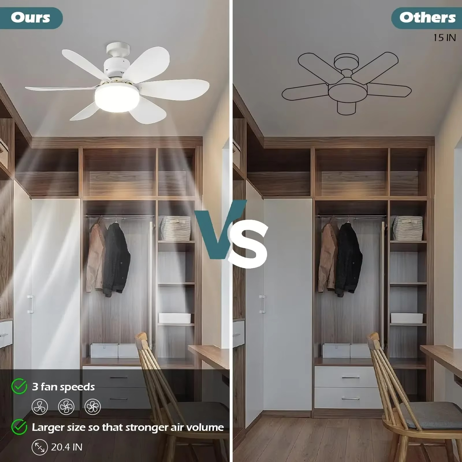 30W LED Light Fan Ceiling Fan with Remote Control E27 Base Intelligent Silent Ceiling Fan for Bedroom Living Room Smart Wireless