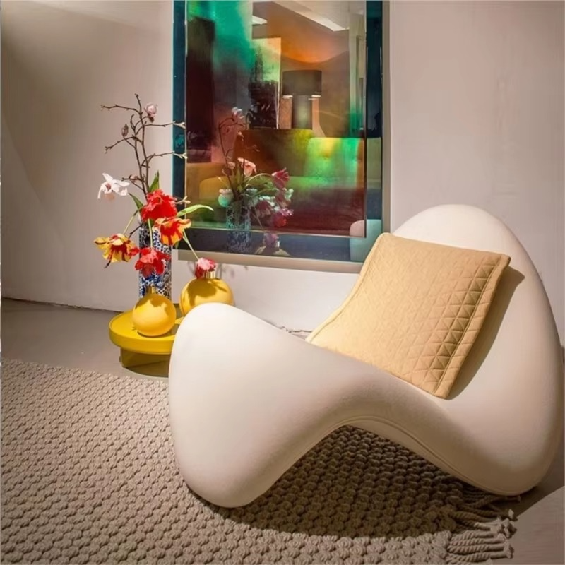 Velvet Italian Minimalist Lazy Sofa Chair Living Room Furniture Modern Minimalist Single Leisure Chair Nordic Lamb Lounge Chair