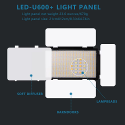 Nagnahz U800 LED Photo Studio Light for Tiktok Youbute Portable Video Recording Photography Panel Lamp