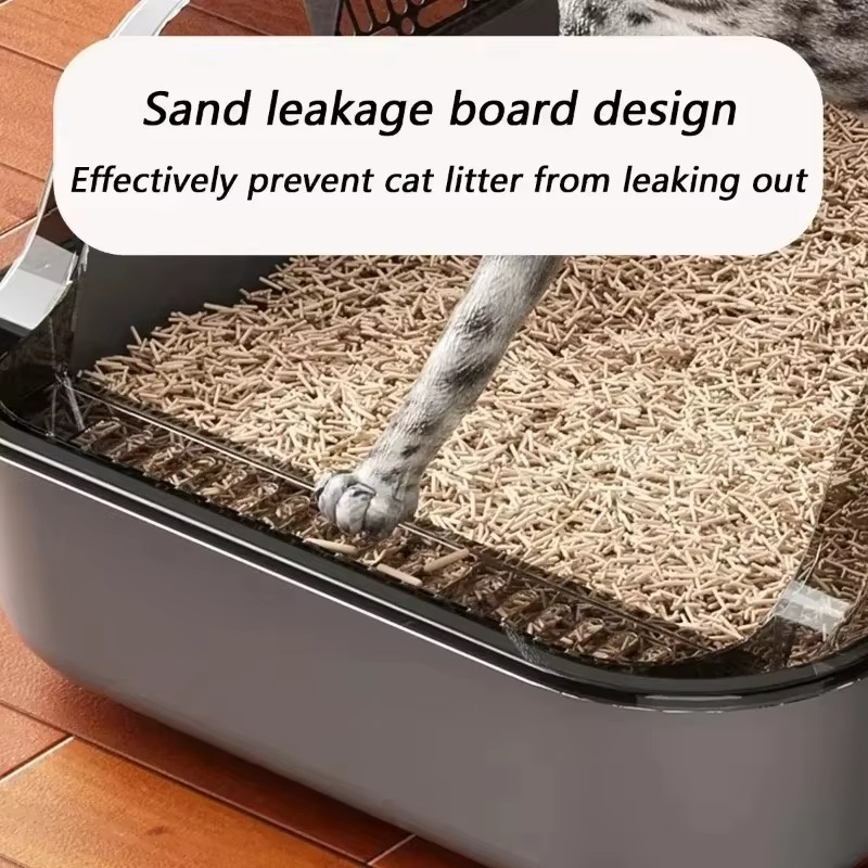 Cat Litter Box Semi-closed Removable Splashproof Cats Toilet Non-Stick Large Capacity Pet Supplies Kitten Tray Cat Toilet Bowl