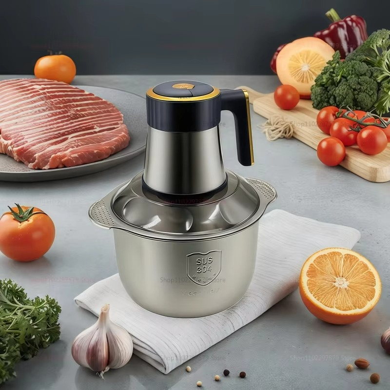 Electric Meat Grinder 5L Food Crusher Stainless Steel Multi-Functional Vegetable Slicer Processor Chopper for Kitchen Blenders
