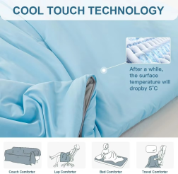 Cool Blanket for Bed Smooth Double Side Cooling Fabric Summer Quilts Silky Breathable Air Condition Comforter Thin Duvet Queen