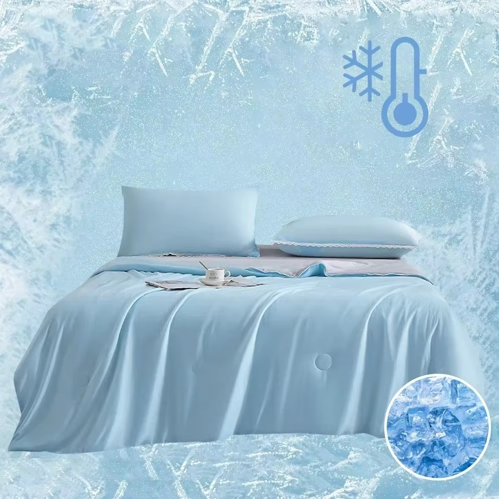 Cool Blanket for Bed Smooth Double Side Cooling Fabric Summer Quilts Silky Breathable Air Condition Comforter Thin Duvet Queen