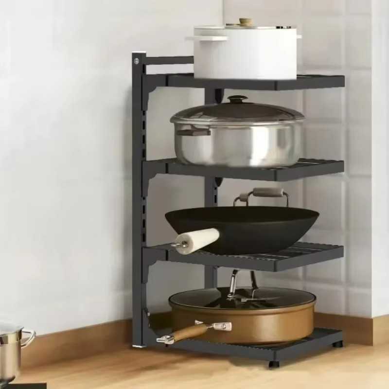 4 Tier Home Kitchen Pot Rack Cabinet Layered Adjustable Storage Rack Sink Storage Storage Cabinet