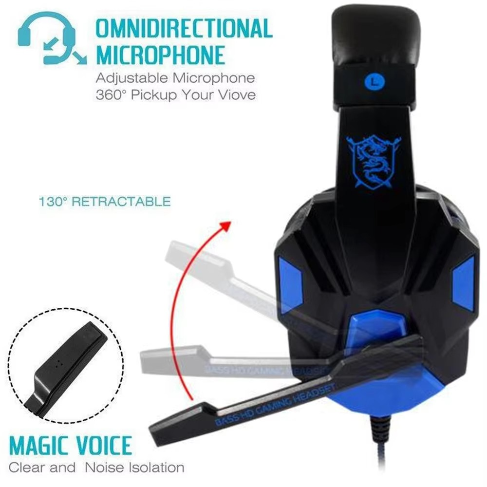 Wired PS4/PS5/Xbox/Smartphone/PC Headset Gaming Headset 120° Adjustable Headset with Noise Cancelling Microphone
