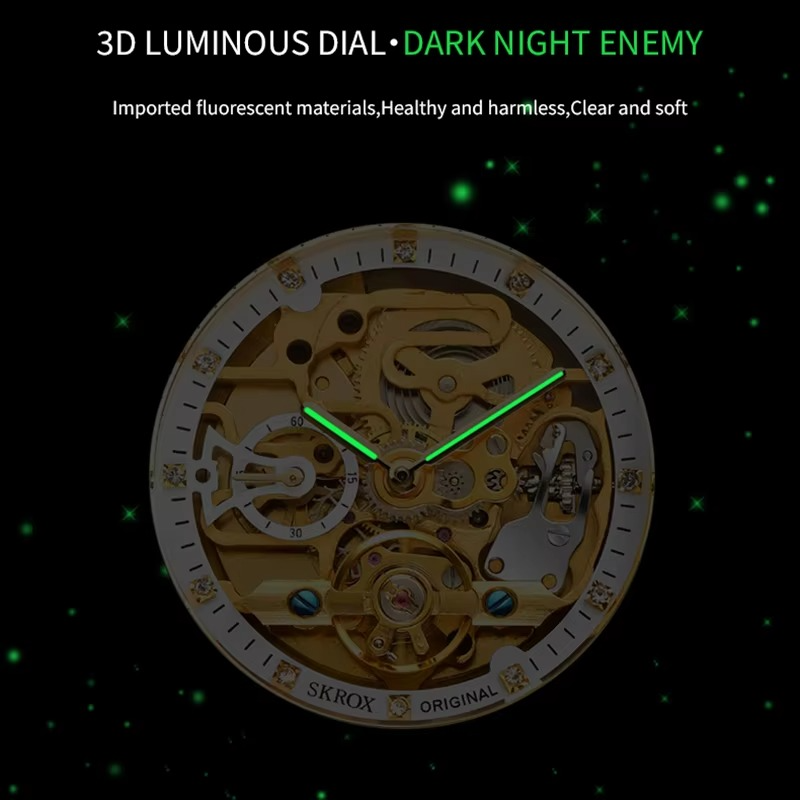 High-end Luxury Automatic Movement octagon Man Watch High Quality Stainless Steel Mechanical Skeleton Male Wrist Watches SKROX