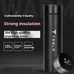 Tesla Model 3 Model Y Model S Model X Cyberbruck Beast Roadster 500ML Car Vacuum Cup Thermos Mug Temperature Display Coffee Cup