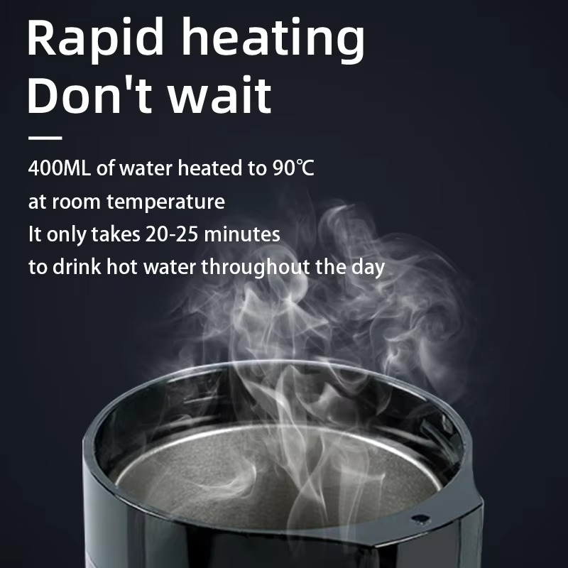 Smart Car Quick Heating Cup Stainless Steel Baby Grade Material 12V 24V Electric Kettle Control Touch LCD Real-time Display