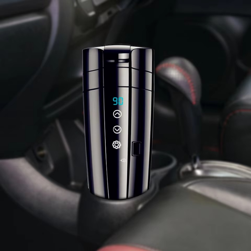 Smart Car Quick Heating Cup Stainless Steel Baby Grade Material 12V 24V Electric Kettle Control Touch LCD Real-time Display