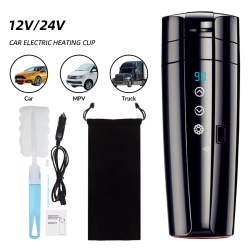 Smart Car Quick Heating Cup Stainless Steel Baby Grade Material 12V 24V Electric Kettle Control Touch LCD Real-time Display