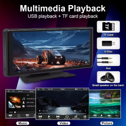 10.26" Car Mirror Radio Multimedia Video Player Universal Wireless Carplay Android Auto Screen With Bluetooth AUX USB