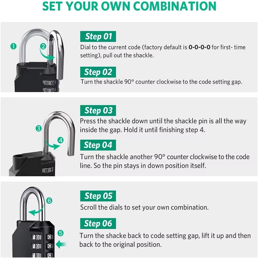 1pc Combination Lock Resettable 4 Digit Padlock with Combination Waterproof and Heavy Duty Combination Padlock Outdoor