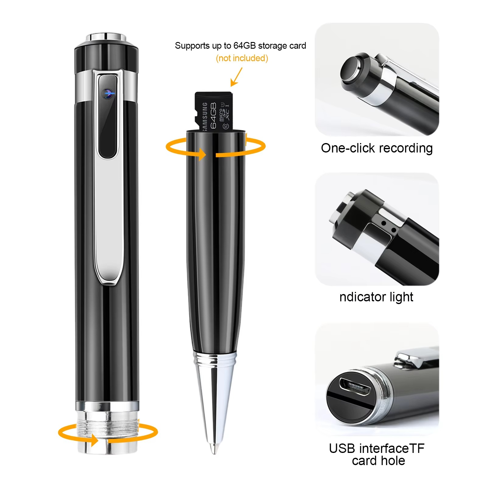Mini Portable Voice Recorder Pen Video Audio Recording for Meeting Business Built in 32G Card
