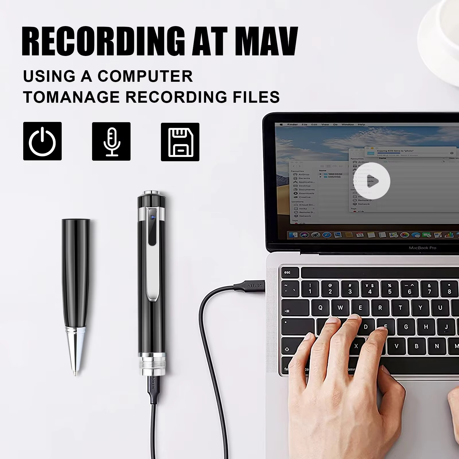 Mini Portable Voice Recorder Pen Video Audio Recording for Meeting Business Built in 32G Card