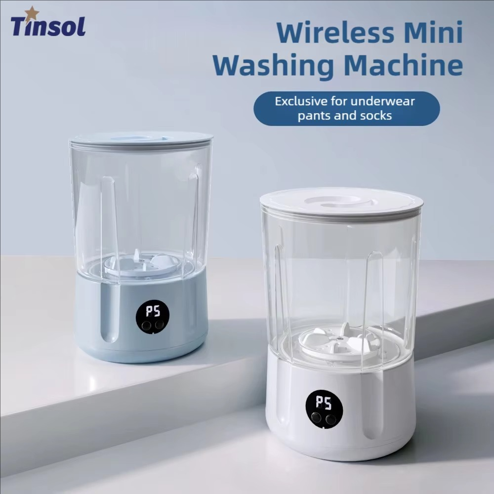 2L Mini Power Washer USB Charging 2 Speed Adjustment for Travel Socks Underwear Cordless Portable Clothes Washing Cups